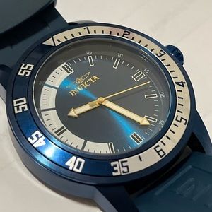 Invicta Specialty 45mm Blue Silicone Strap, Blue Stainless Steel Case Mens Watch